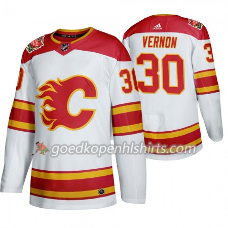 Calgary Flames Mike Vernon 30 Adidas 2019 Heritage Classic Wit Authentic Shirt - Mannen
